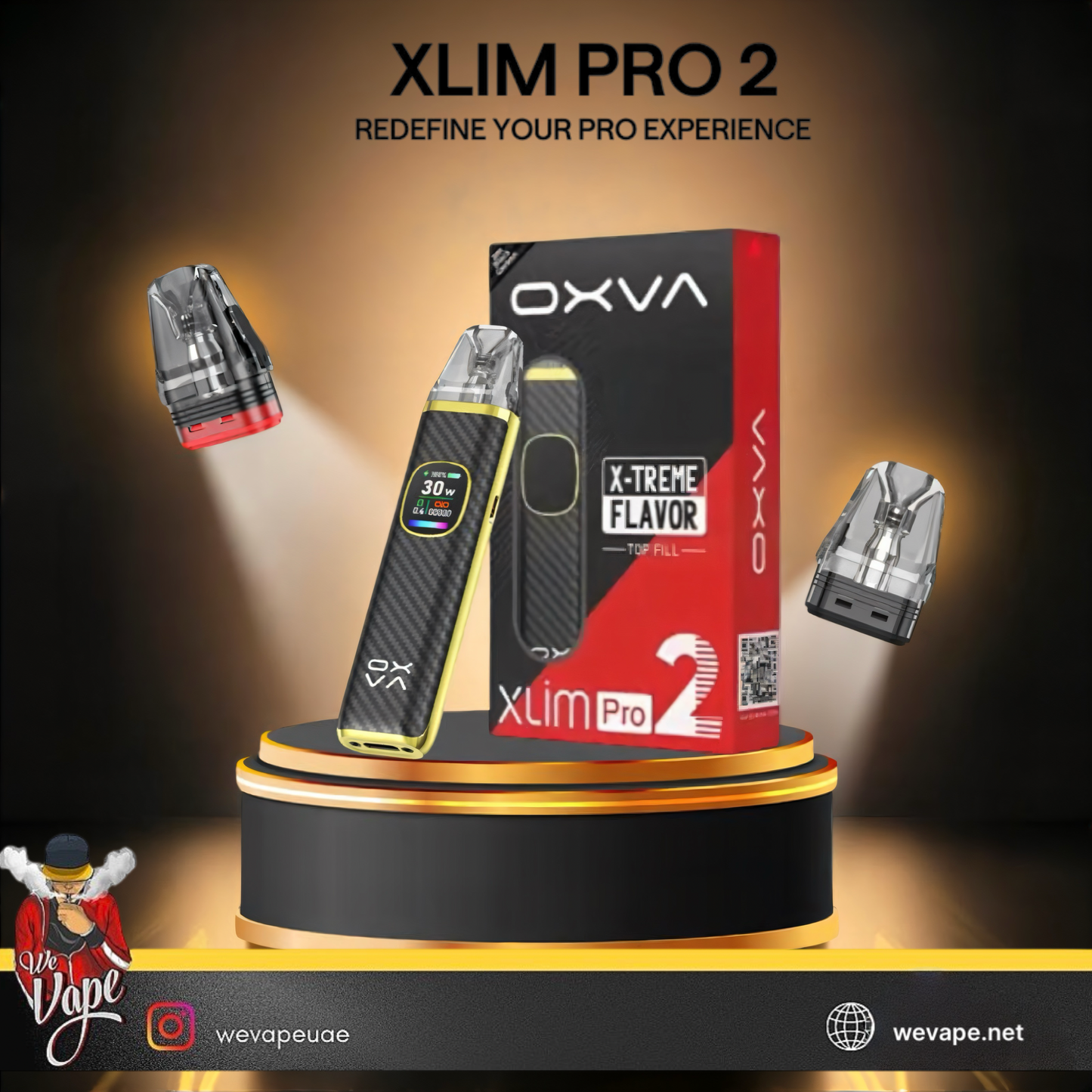 Oxva Xlim Pro 2 Pod System Kit – 30W Refillable Vape with USB-C, OLED Screen & Adjustable Airflow