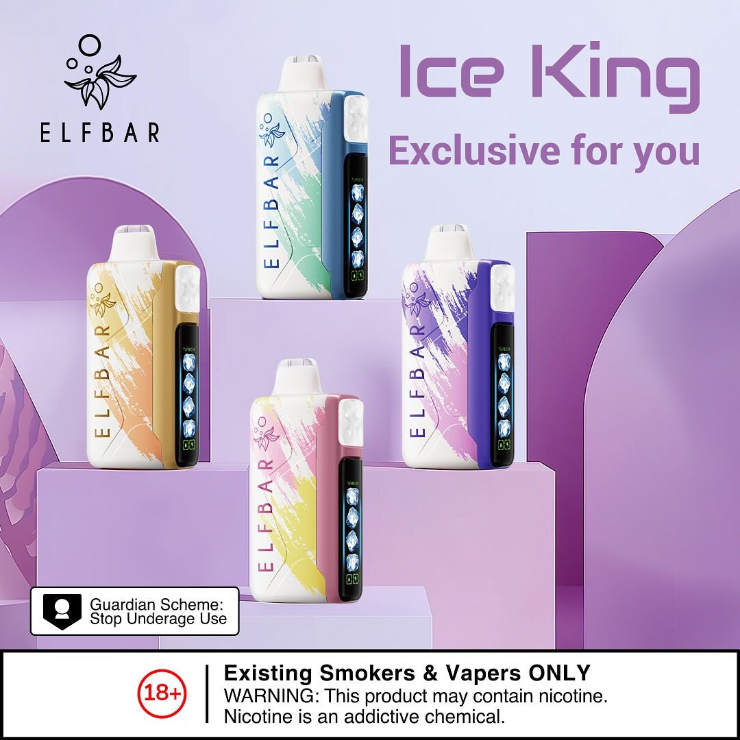 Elf Bar - Ice king Disposable Pod 30000 Puffs - in purple light background