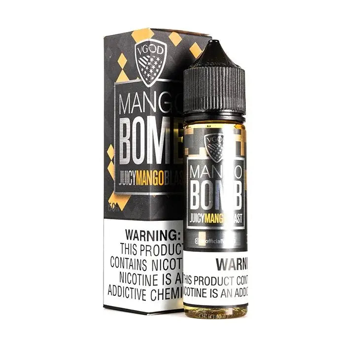 Mango Bomb by VGOD in white background with packaging- We Vape
