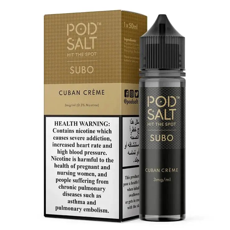 Cuban Creme By Podsalt SUBO IN 60ML bottle, white background