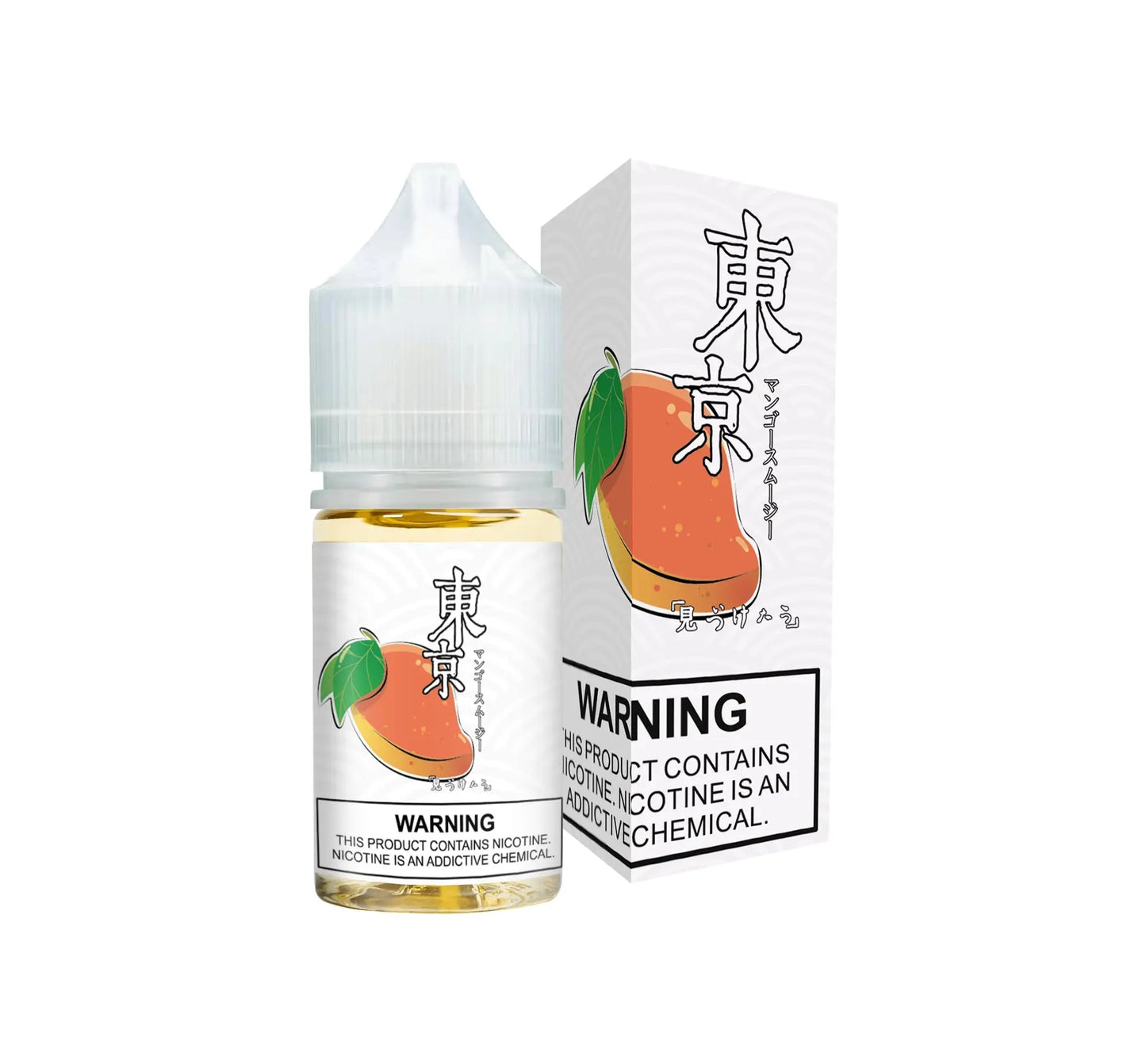 TOKYO ICED MANGO SALTNIC IN 30ML BOTTLE WITH PACKAGING IN WHITE BACKGROUND
