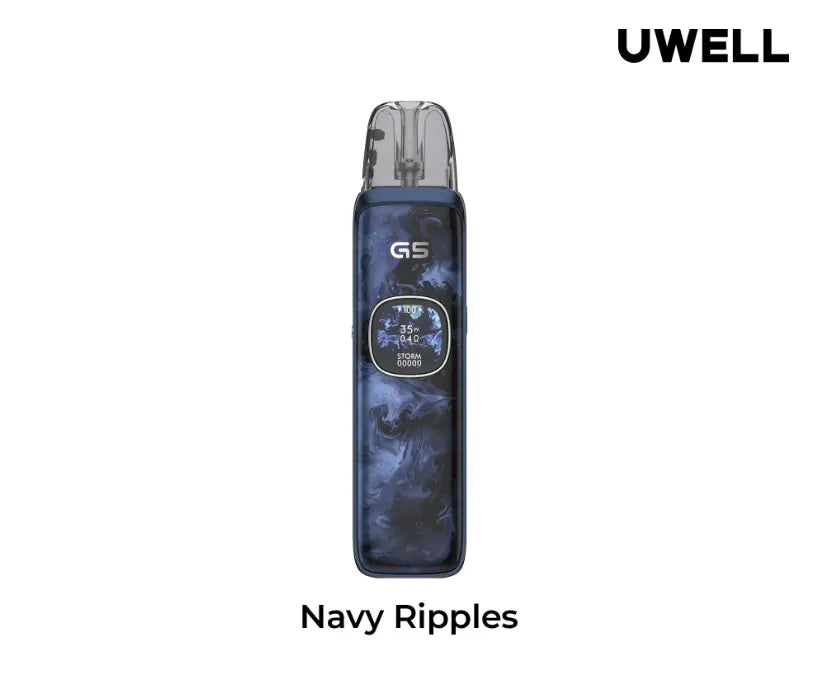 UWELL G5 vaping device with navy ripples design on a white background