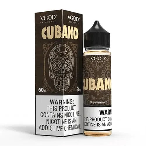 VGOD Cubano vape juice packaging with skull design on a white background