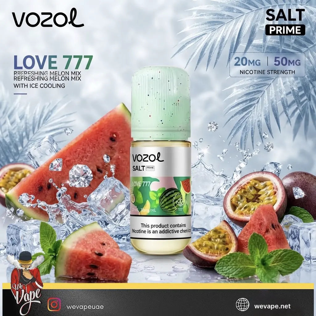 Vozol Salt Prime SaltNic Love 777 with watermelon and Passion Fruit with ce Cubes included