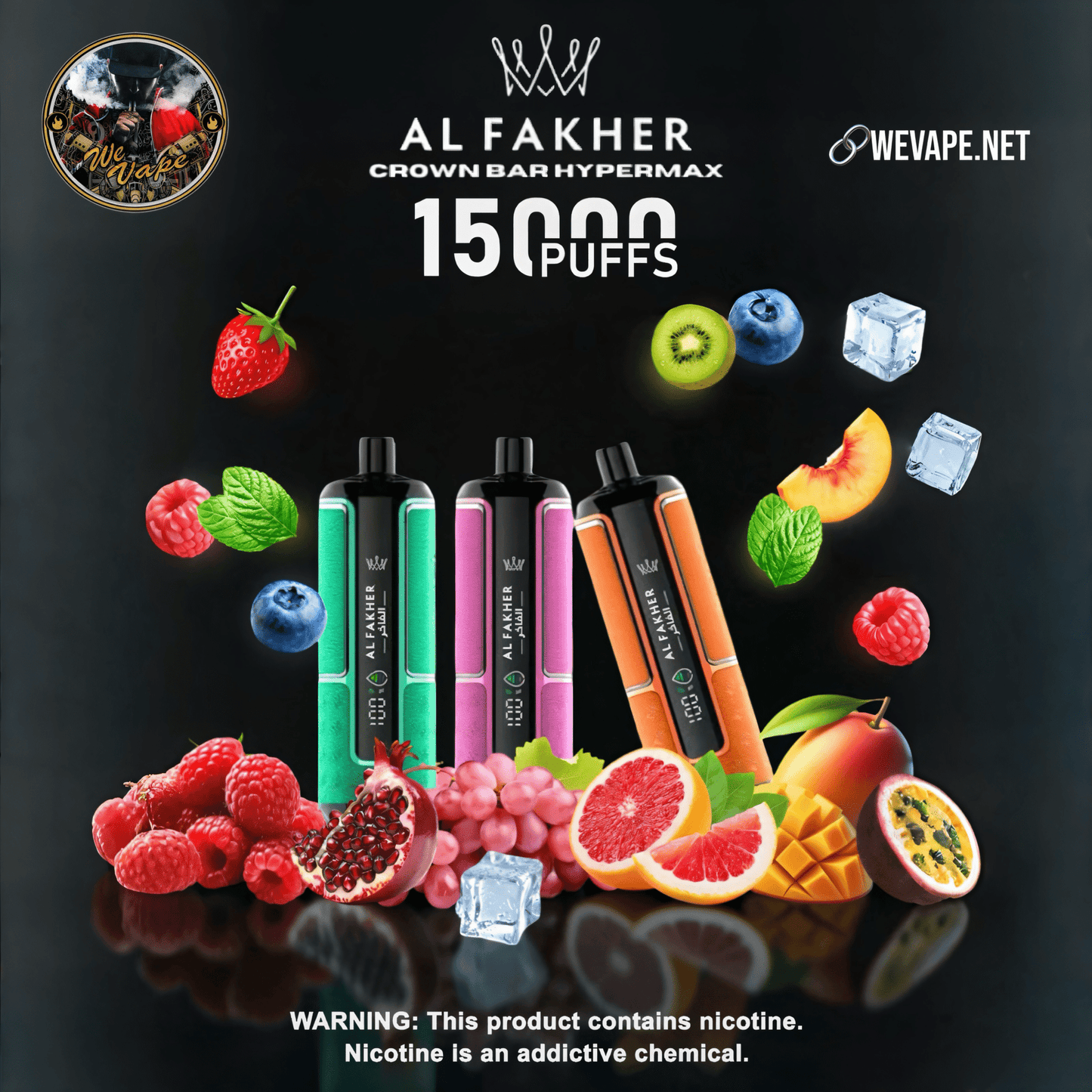 Al Fakher – Crown Bar 15,000 HYPER MAX DTL Disposable Vape (5MG | 0.5% Nicotine) - We Vape