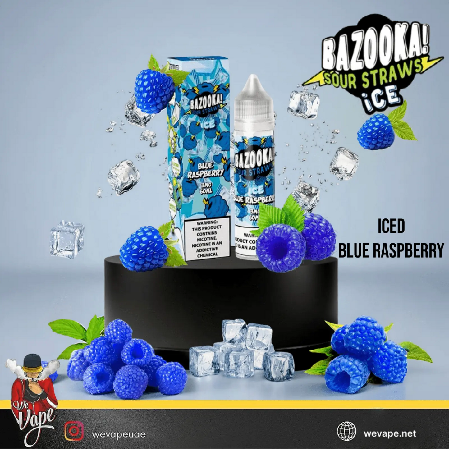 Bazooka - Iced Blue Raspberry 60ml E - Liquid – Sweet & Tangy Candy with Cool Menthol - We Vape