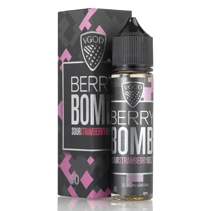 Berry Bomb by VGOD e-liquid with packaging in white background