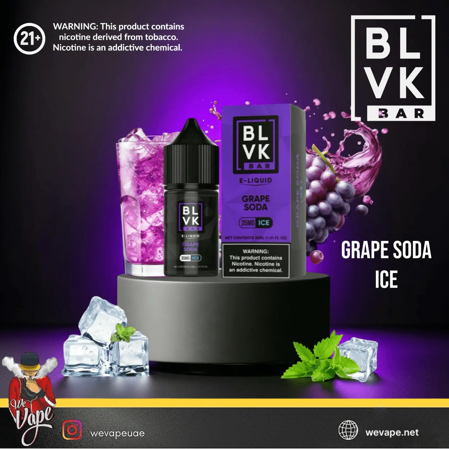 BLVK BAR Grape Soda Ice SaltNic E - Liquid – 30ML - We Vape