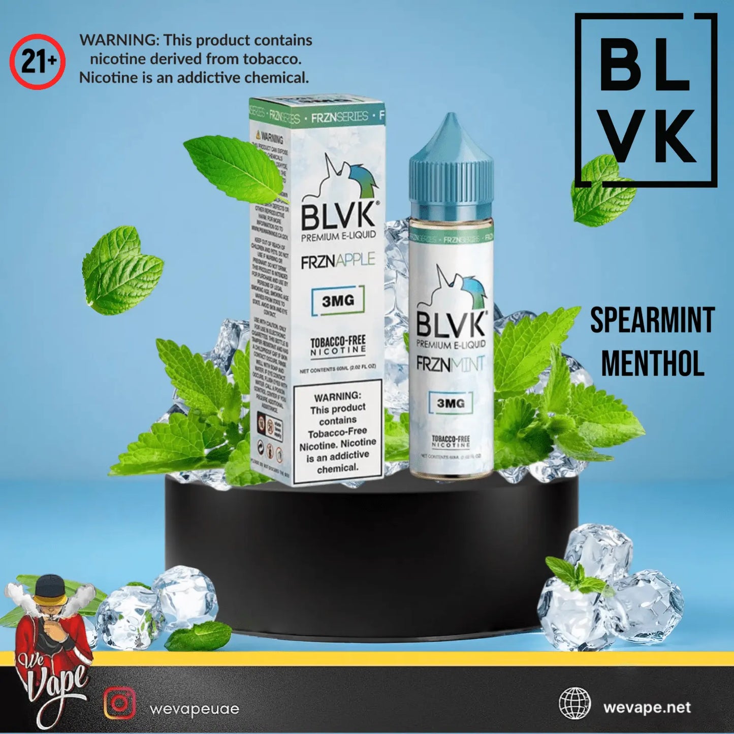 BLVK FRZN Spearmint Menthol – 3mg | 60ml - We Vape