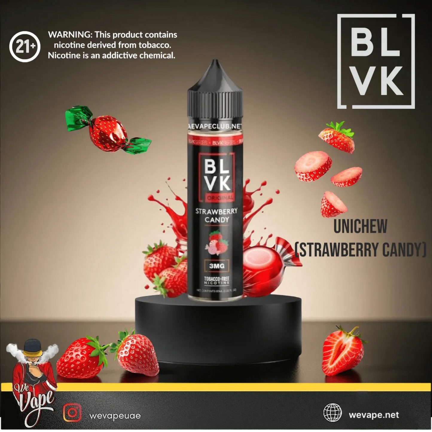 BLVK UniChew (Strawberry Candy) – 60ml | 3mg - We Vape