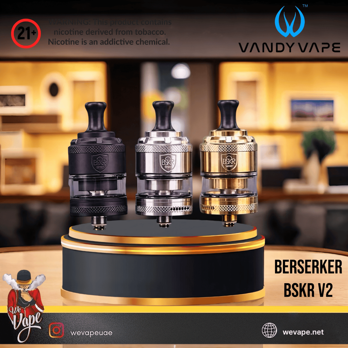 BSKR V2 MTL RTA by Vandy Vape – Precision Mouth - to - Lung Rebuildable Tank Atomizer (24mm, Single Coil) - We Vape