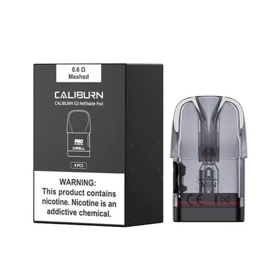 Caliburn G3 Replacement Pods By Uwell -with packaging in white background