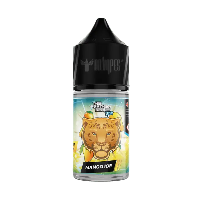 Vape juice bottle with a panther design on a green background