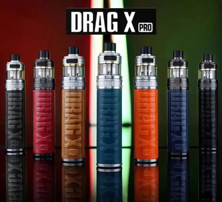 Drag X Pro Pod system kit by VOOPOO In different colors and dark background