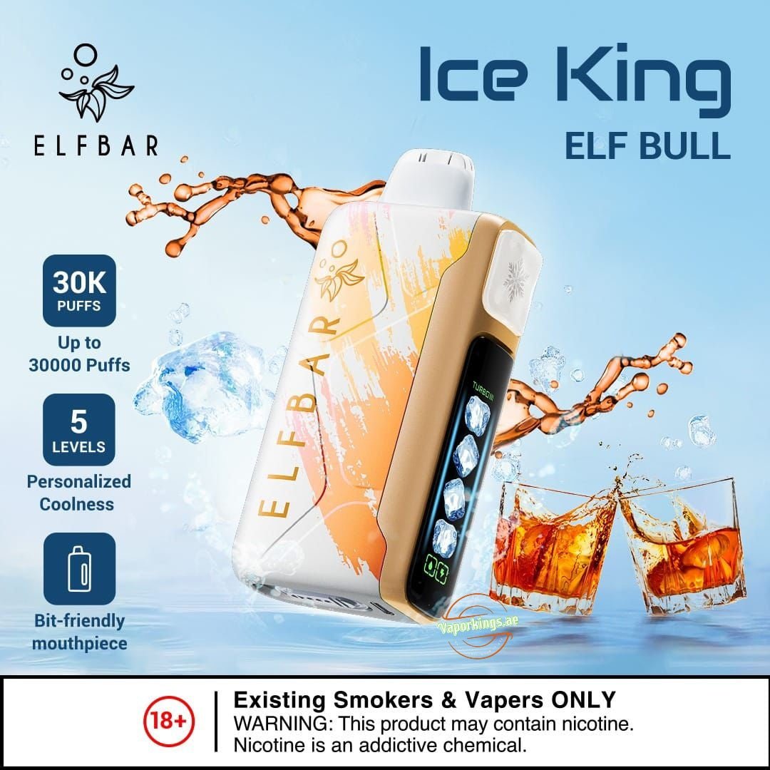 Elf Bar - Ice king Disposable Pod 30000 in light blue background