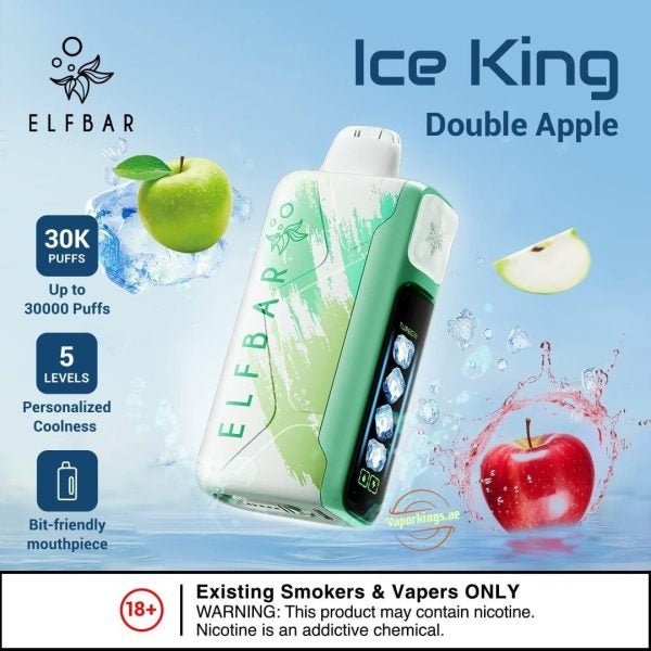 Elf Bar - Ice king Disposable vape kit with 2 apples included in design red and green color / order with us and get free delivery with the city/ wevape.net