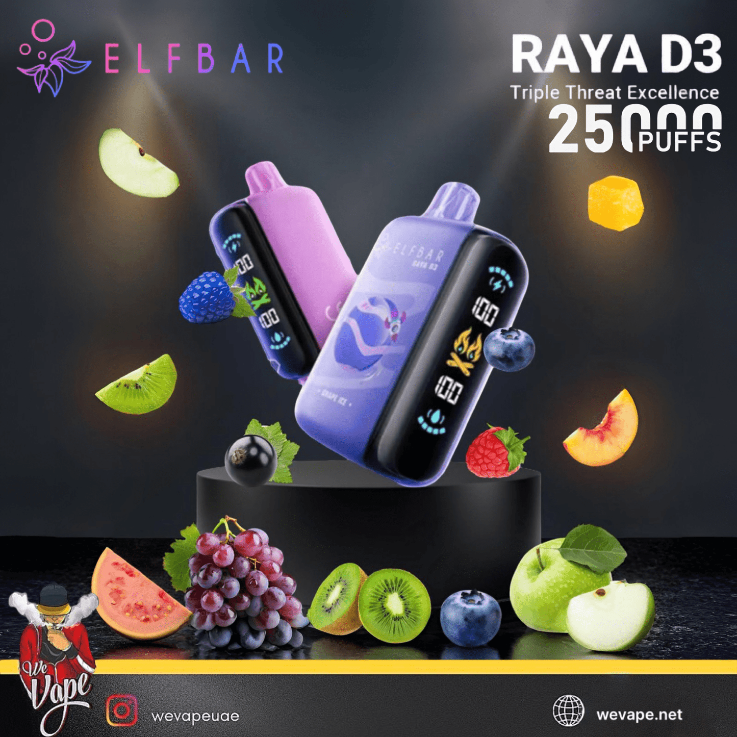 Elf Bar Raya D3 25000 Disposable Pod Kit | Rechargeable 25K Puffs Vape Device - We Vape