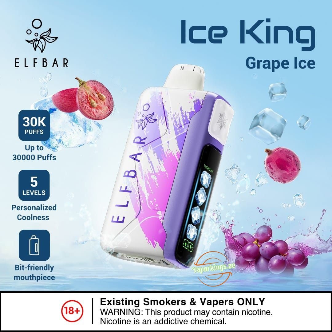 Elf Bar - Ice king with side view with smart screen showing ice control