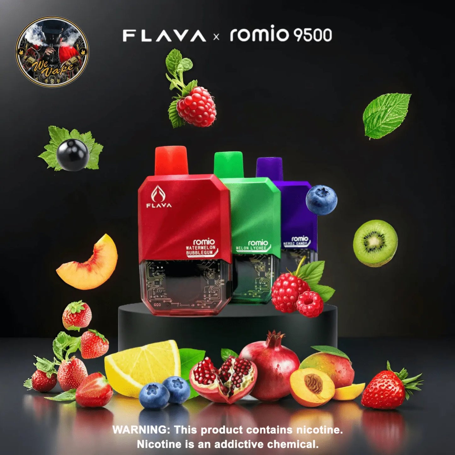 Flava Romio V2 Disposable Vape Pod – 9500 Puffs, 30MG Salt Nic, Mesh Coil, Rechargeable - We Vape