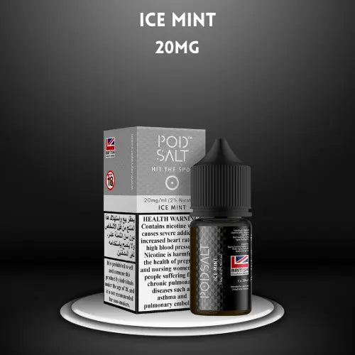 Ice Mint by PODSALT (Saltnic) in dark background, order now and get FREE DELIVERY