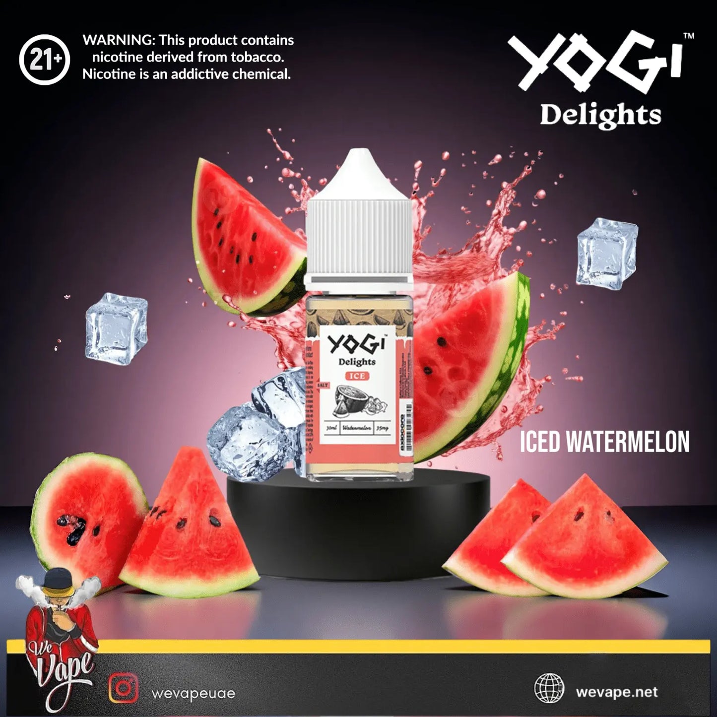 Iced Watermelon by Yogi Delights Salt Nic – 30ml Nicotine Salt E - Liquid - We Vape