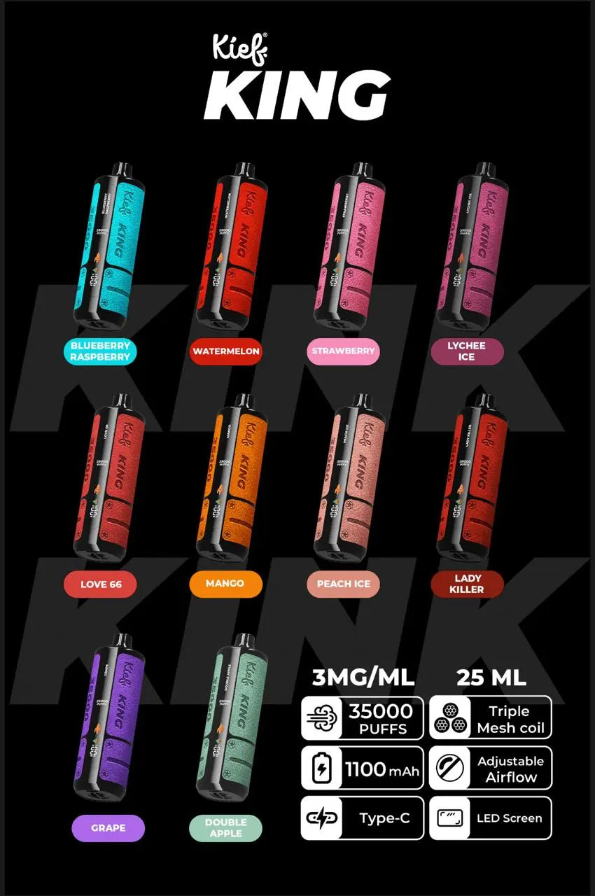 KIEF KING Shisha 35000 Disposable Vape Kit – 3MG Nicotine - We Vape