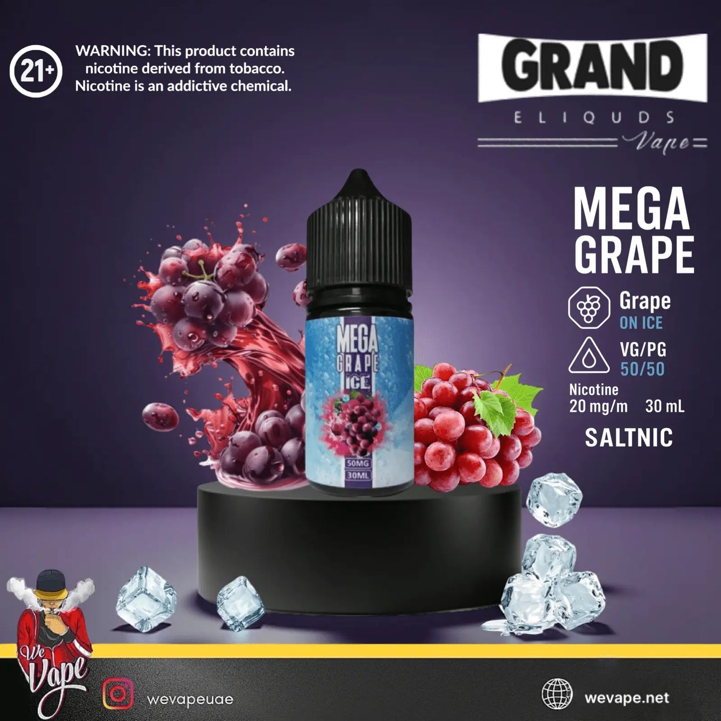 Mega Grape Ice by GRAND E - Liquid – SaltNic - We Vape