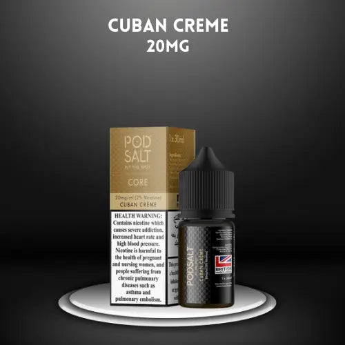 Cuban Creme by PODSALT (Saltnic) with packaging display, order now and get free delivery, wevape.net