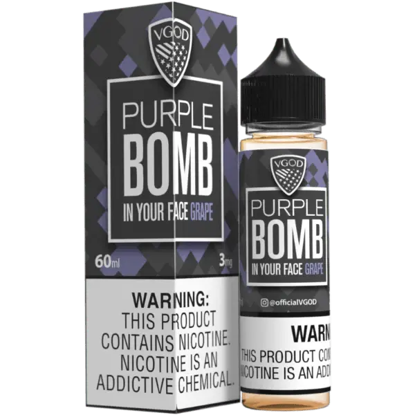 VGOD purple Bomb in 60ML Bottle with packaging in white background
