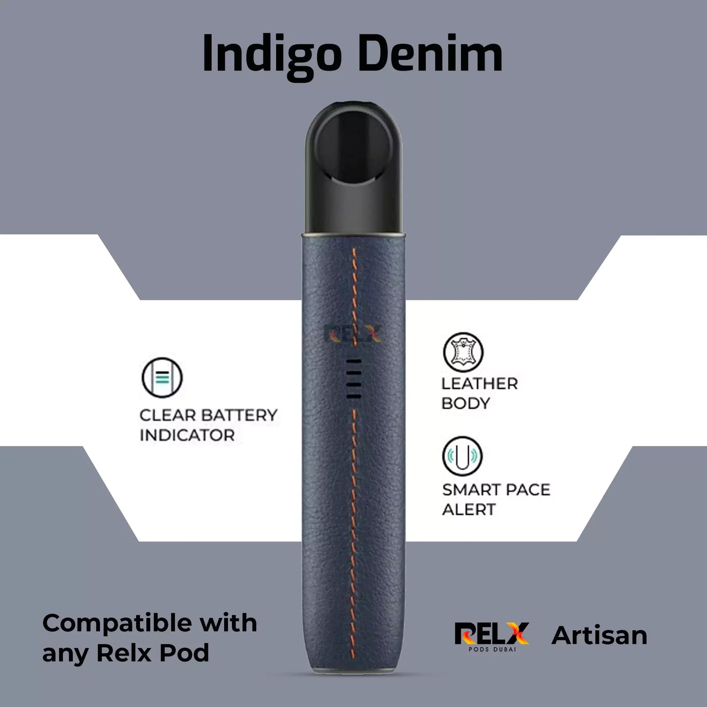 RELX Artisan Pod System Kit – Premium Leather Finish Vape Device (380mAh, Type - C Charging) - We Vape