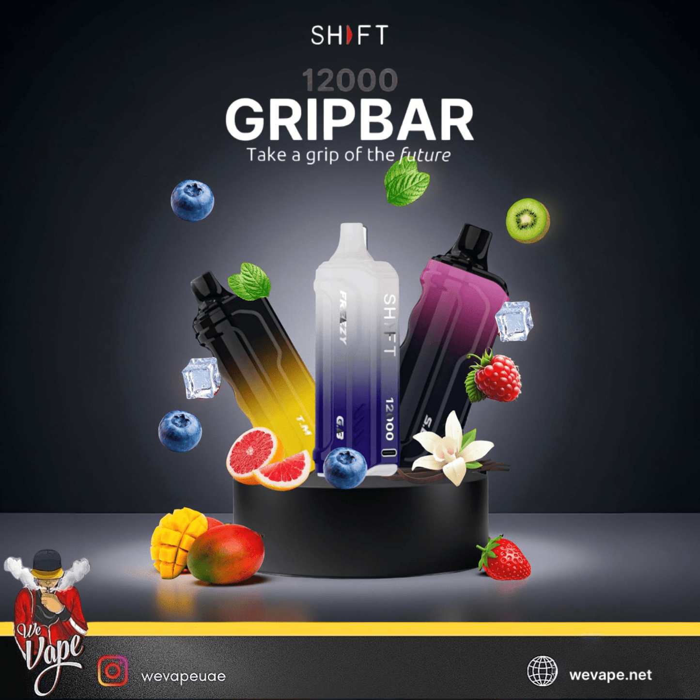 Shift Grip Bar 12000 Puffs Disposable Vape Pod ā 30MG Salt Nicotine | High - Capacity Rechargeable Device - We Vape