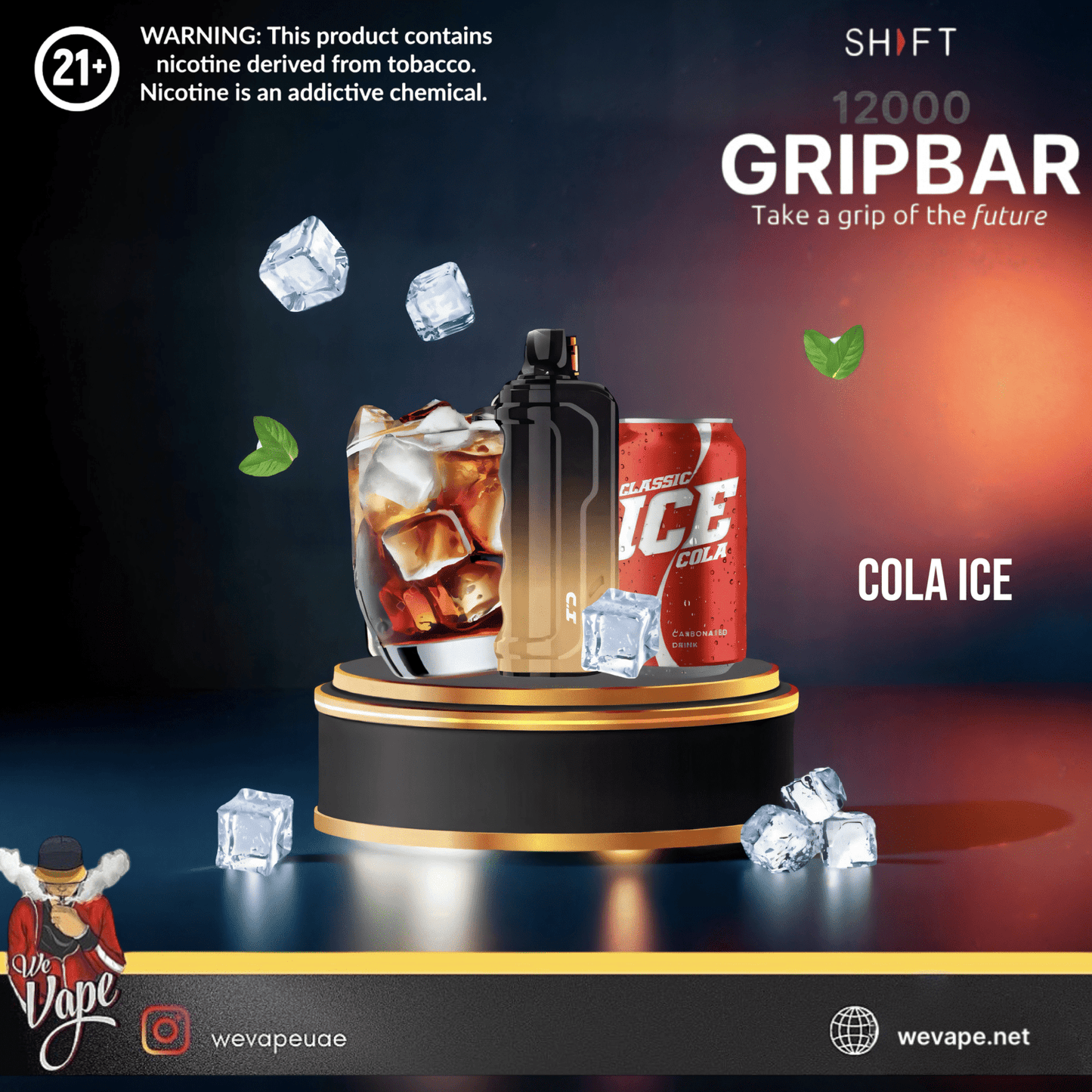Shift Grip Bar 12000 Puffs Disposable Vape Pod ā 30MG Salt Nicotine | High - Capacity Rechargeable Device - We Vape