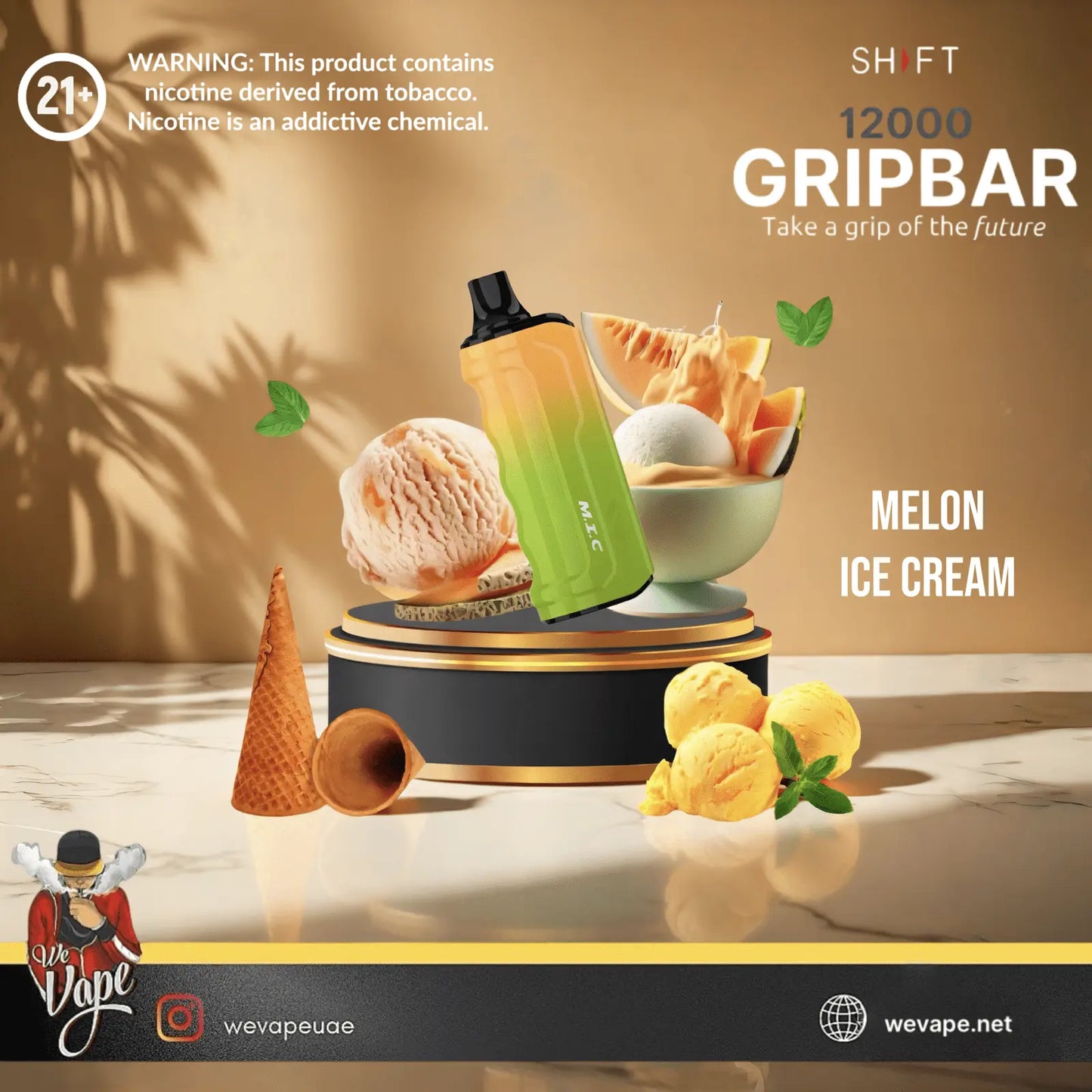 Shift Grip Bar 12000 Puffs Disposable Vape Pod – 30MG Salt Nicotine | High - Capacity Rechargeable Device - We Vape