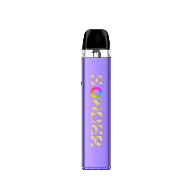 Purple vape device with 'Sonder' branding on a white background
