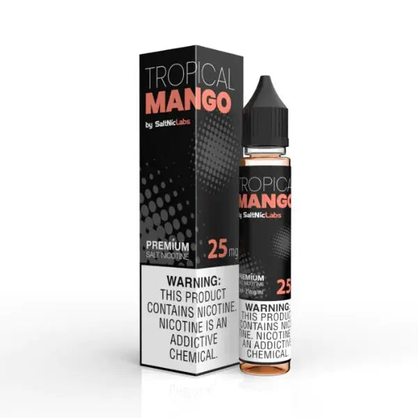 Tropical Mango by VGOD saltnic in 30ml bottle with packaging, white background