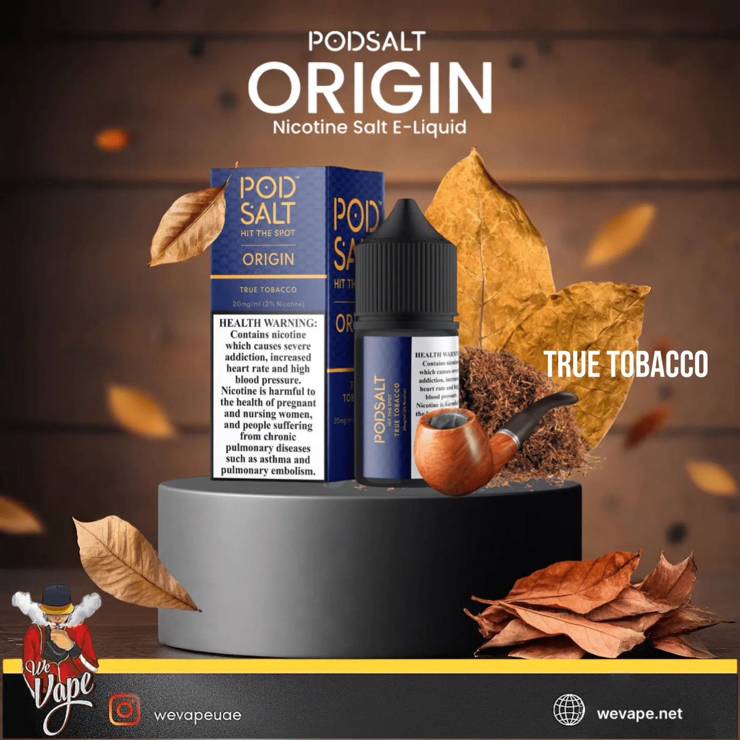 True Tobacco SaltNic by Pod Salt – 30ml - We Vape