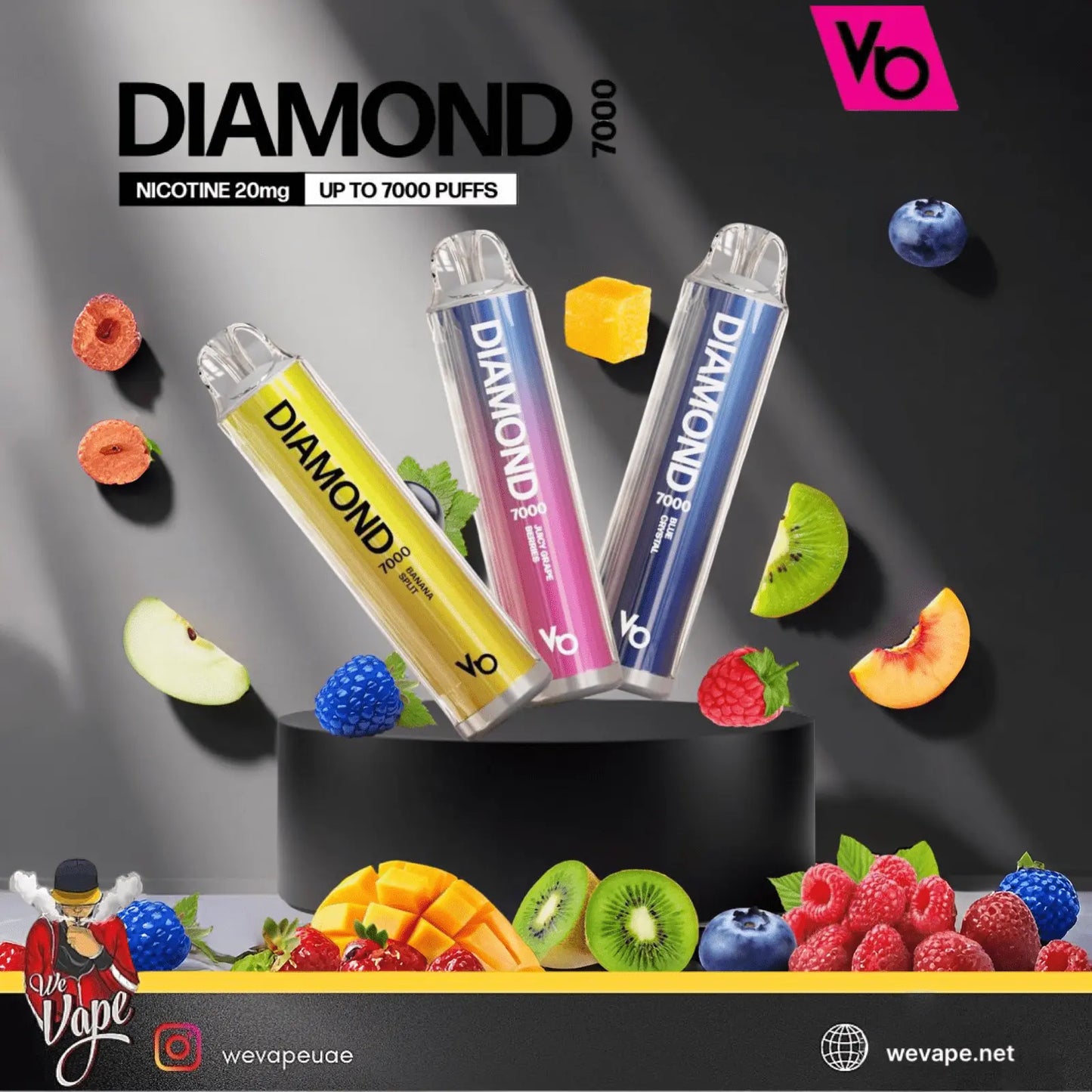 Vape Bars Diamond 7,000 Puffs Disposable Pod – Compact Mesh Coil Rechargeable Vape - We Vape