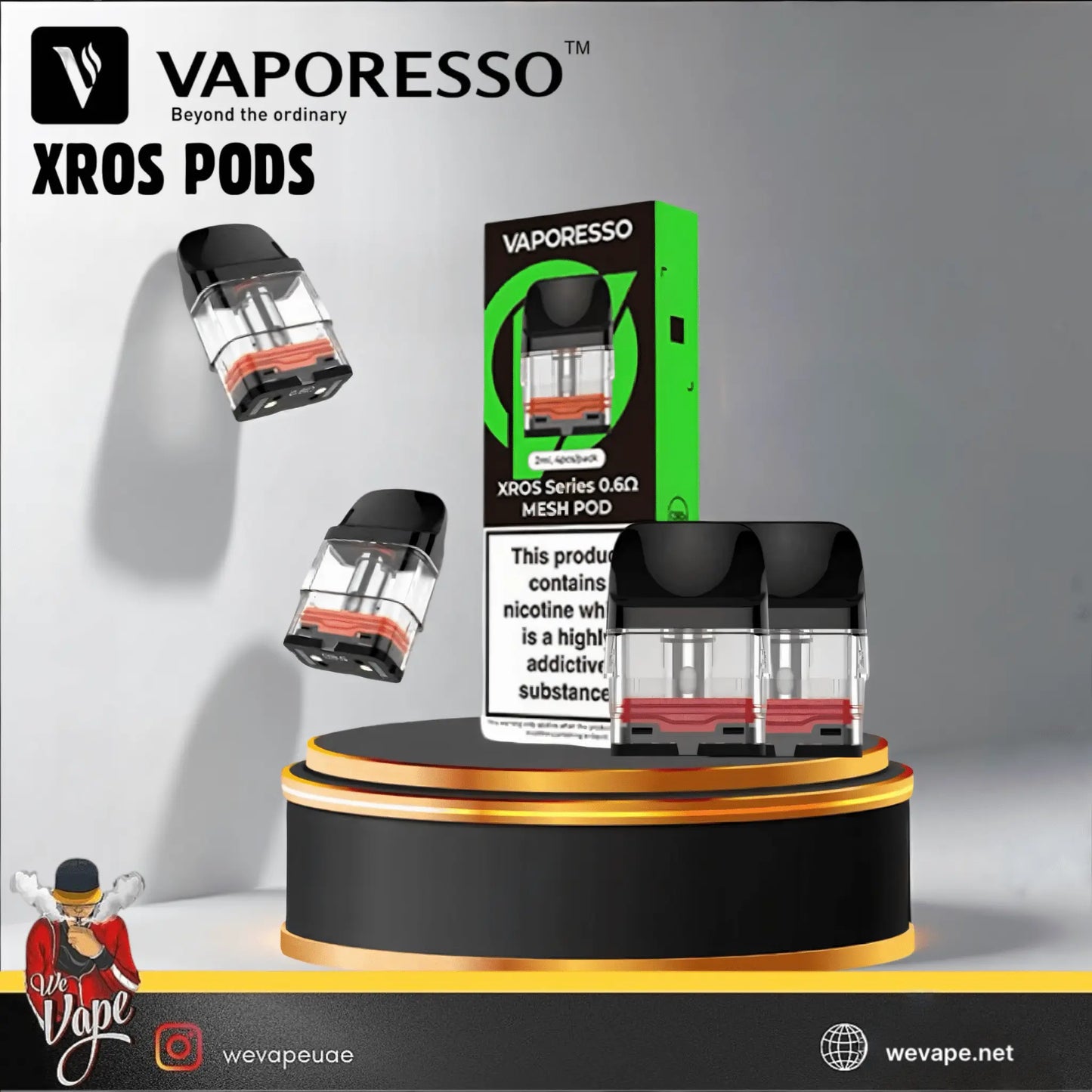 Vaporesso XROS Replacement Pods – 2ml Refillable Cartridges (4 - Pack) - We Vape