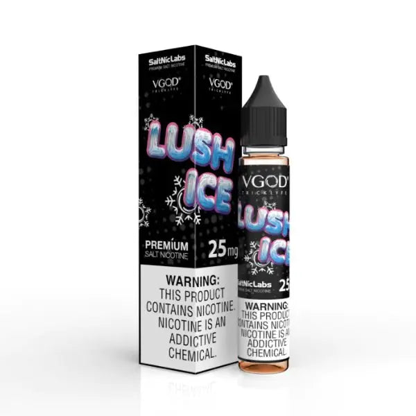 vgod lush ice saltnic in 30ml bottle with packaging, white background