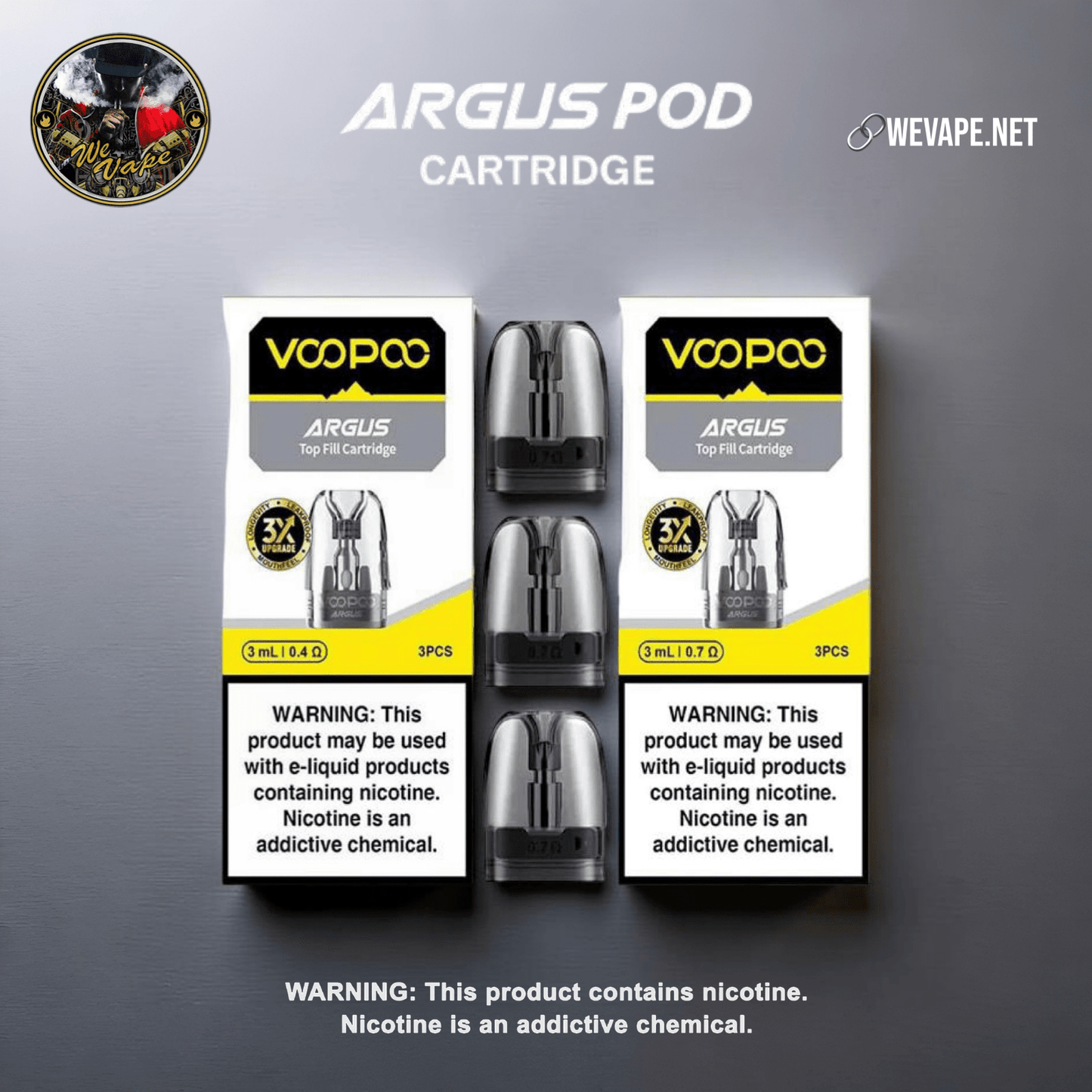 Voopoo Argus Pod Empty Replacement Cartridge – Top - Fill Refillable Pods (2ml / 3pcs) - We Vape