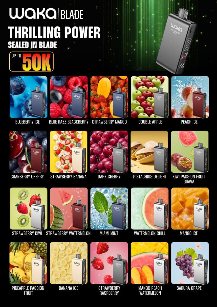 Waka Blade 50000 Puffs – Rechargeable Mesh Coil Disposable Vape Pod Kit - 50mg - We Vape