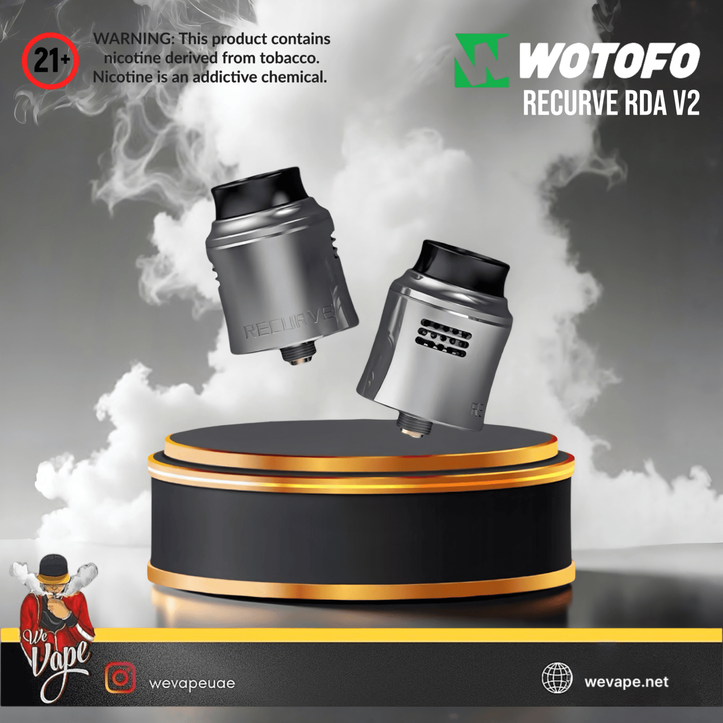 Wotofo Recurve Dual RDA – 24mm Rebuildable Dripping Atomizer for Dual Coil Builds & Precision Side Airflow - We Vape