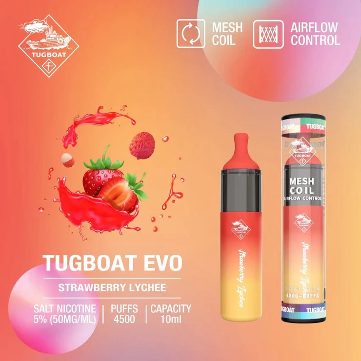 Tugboat EVO 4500 Puffs Disposable Vape – Long - Lasting Rechargeable Pod - We Vape