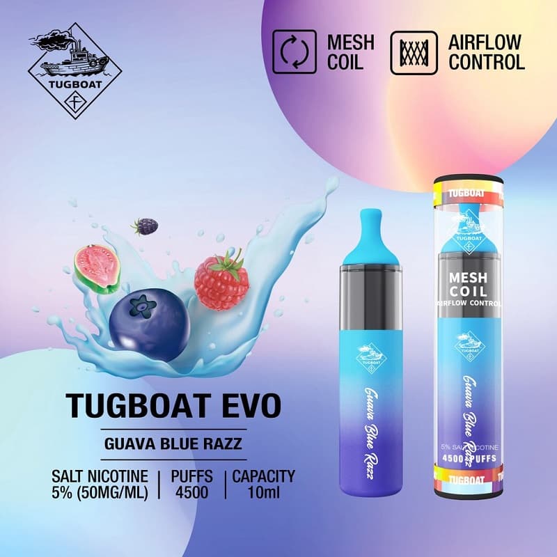 Tugboat EVO 4500 Puffs Disposable Vape – Long - Lasting Rechargeable Pod - We Vape