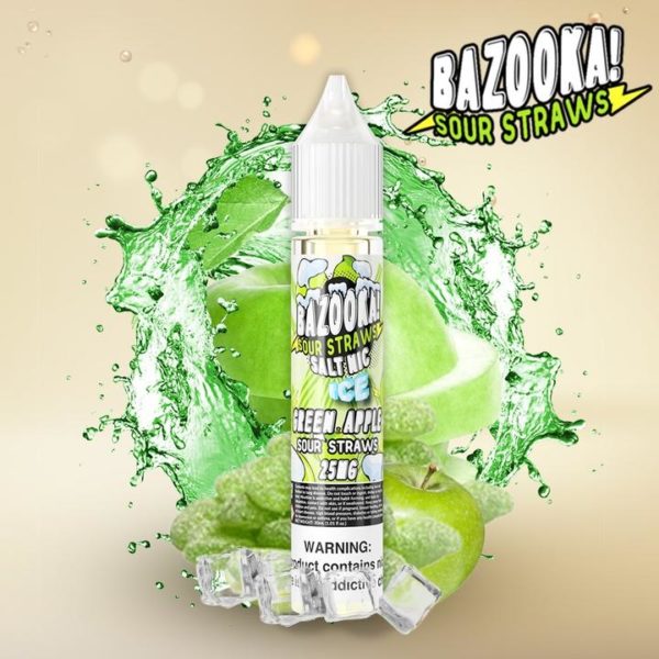 Green Apple Sour Straws Ice e-liquid by Bazooka