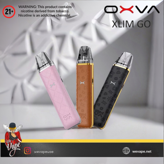 Oxva Xlim Go Pod System Kit – portable refillable MTL vape with sleek leak-resistant design.
