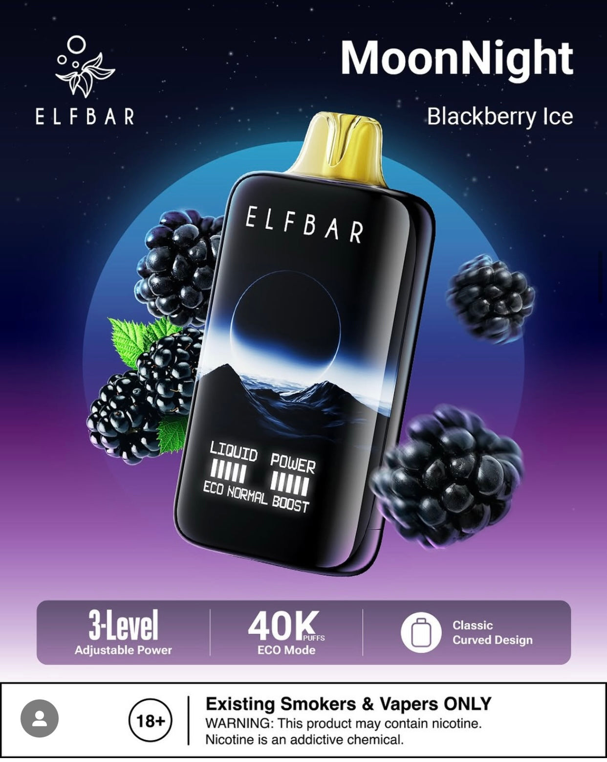 Elf Bar Moon Night 40,000 Puffs - Disposable Pod