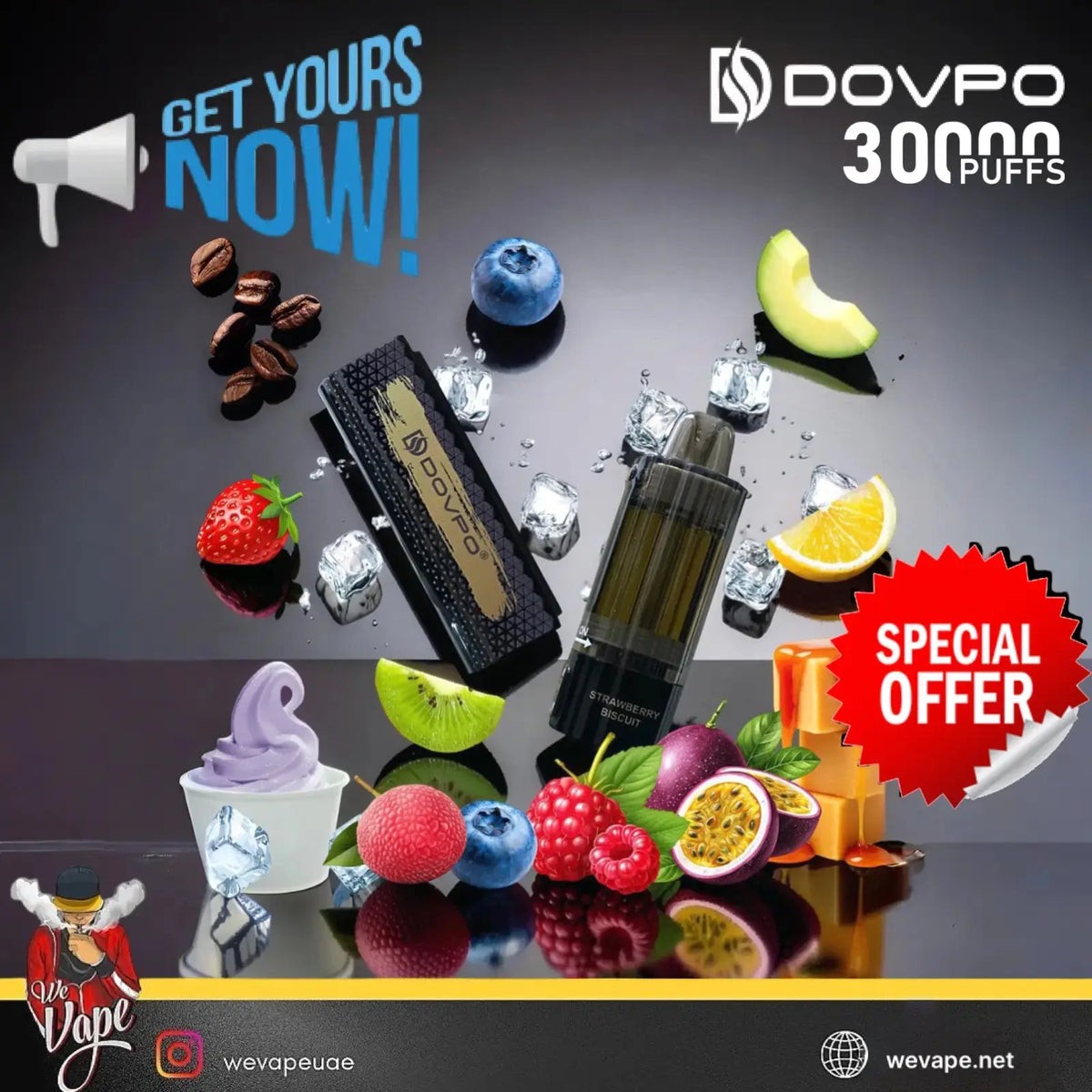 DOVPO KIT 30K disposable vape with up to 30,000 puffs and rechargeable Type-C battery