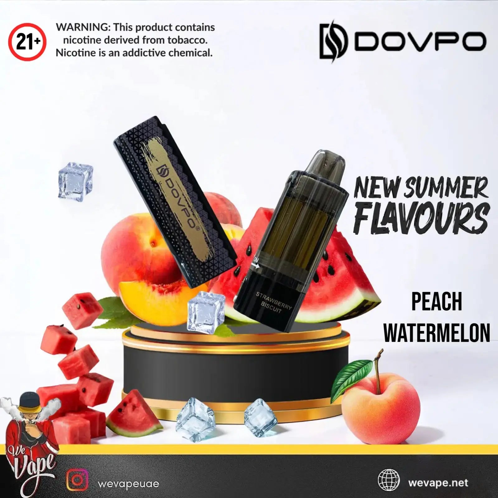 DOVPO KIT 30K Peach Watermelon disposable vape with 30,000 puffs, Type - C Charging