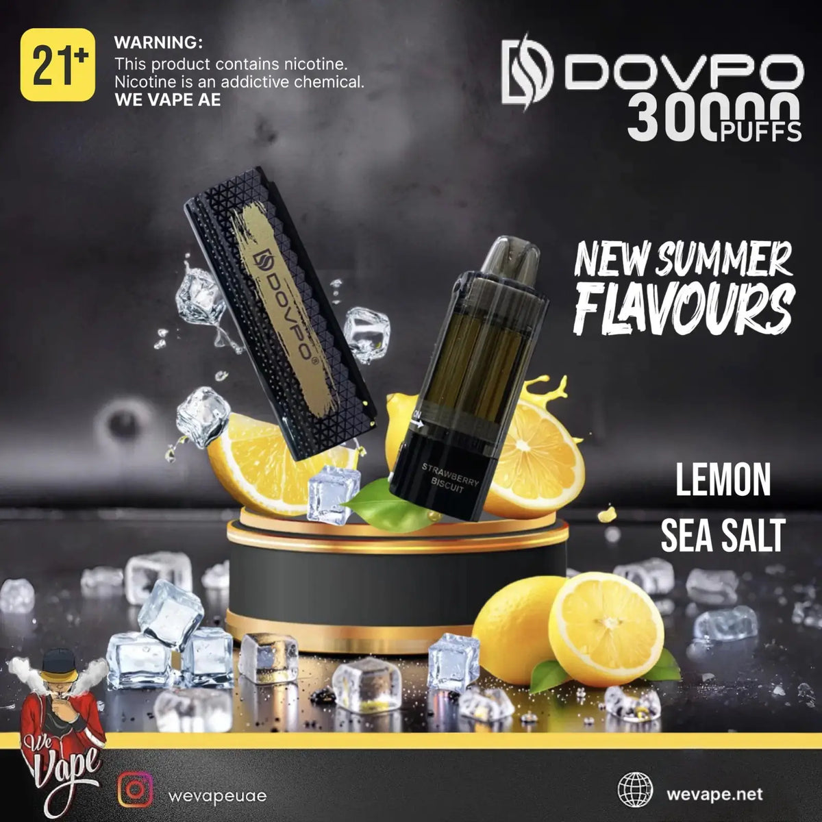 DOVPO KIT 30K Lemon Sea Salt disposable vape with rechargeable Type-C battery